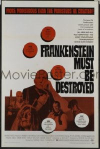 f448 FRANKENSTEIN MUST BE DESTROYED one-sheet movie poster '70 Cushing