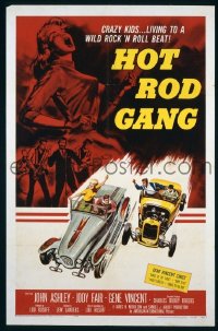 P857 HOT ROD GANG one-sheet movie poster '58 fast cars, crazy kids!