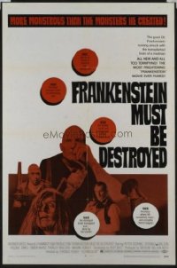 1538 FRANKENSTEIN MUST BE DESTROYED one-sheet movie poster '70 Cushing